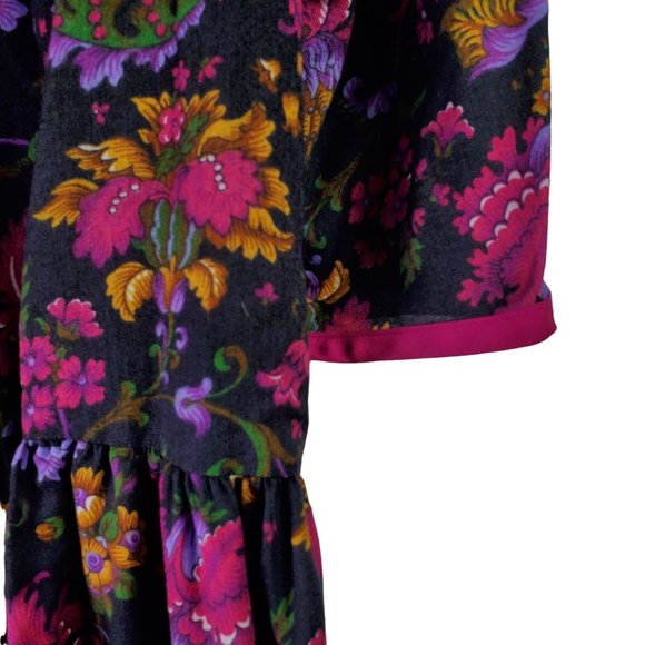 Vintage Chel'sea Floral Midi Dress w/ Draped Bow Neckline, Sz 18WP - Picture 10 of 11